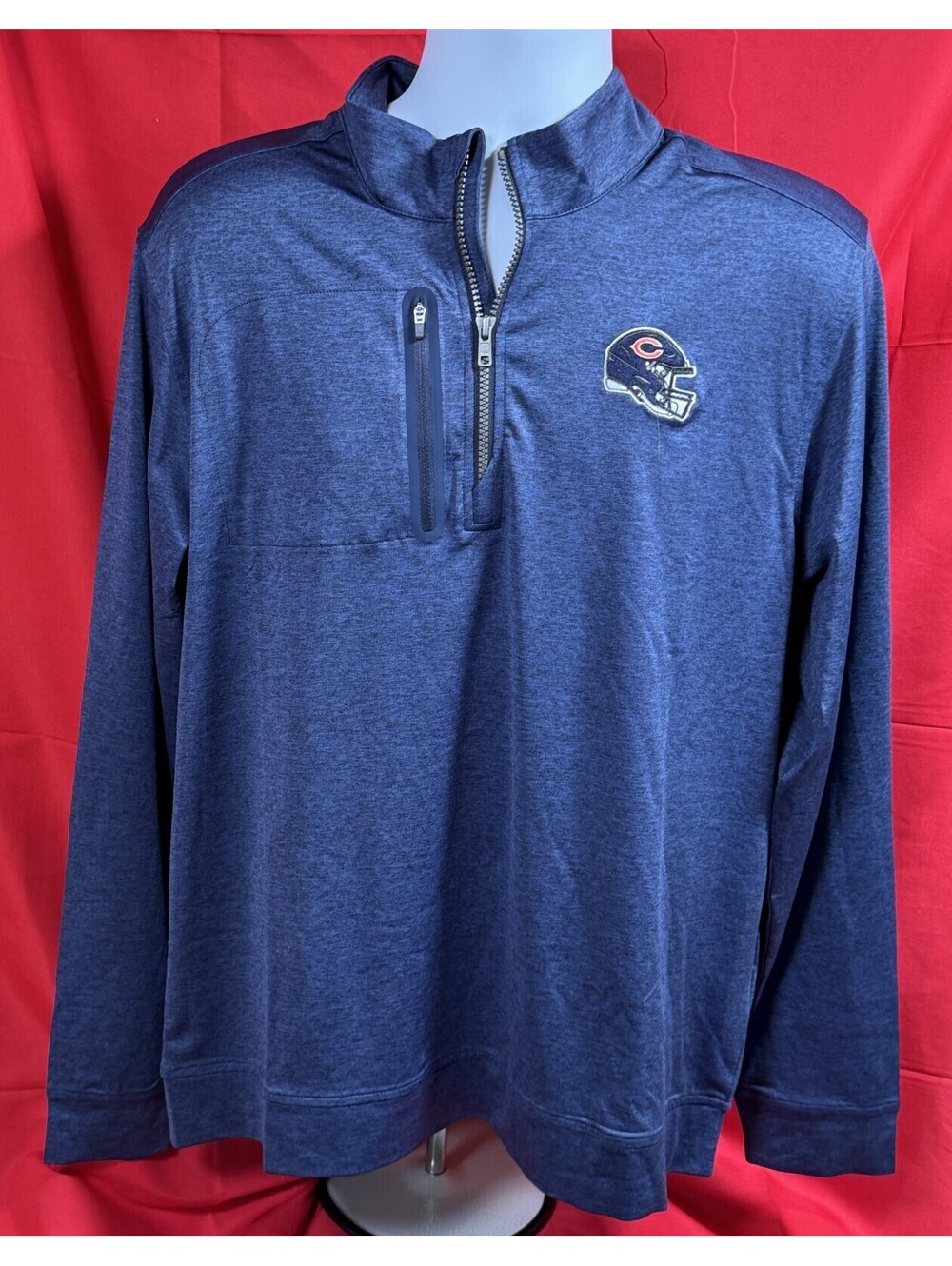 Cutter & Buck Chicago Bears Stealth Heathered Quarter-Zip Pullover Men's L NWT